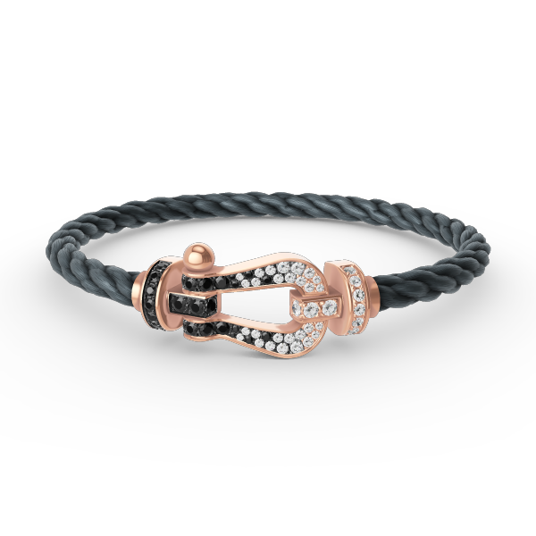 [ECHO ]FORCE LARGE HORSESHOE BLACK WHITE DIAMOND BRACELET ROSE GOLD