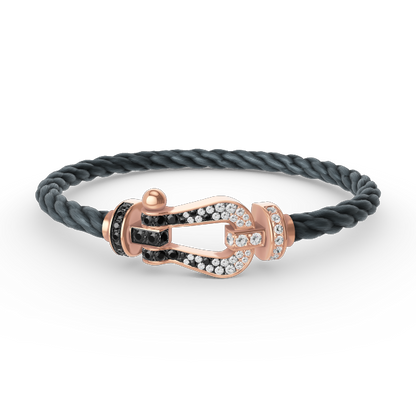 [ECHO ]FORCE LARGE HORSESHOE BLACK WHITE DIAMOND BRACELET ROSE GOLD