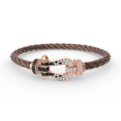 [ECHO ]FORCE LARGE HORSESHOE BLACK WHITE DIAMOND BRACELET ROSE GOLD