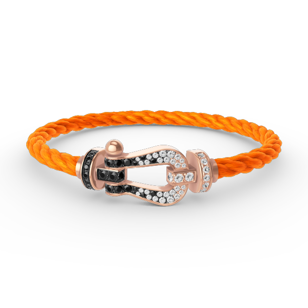 [ECHO ]FORCE LARGE HORSESHOE BLACK WHITE DIAMOND BRACELET ROSE GOLD