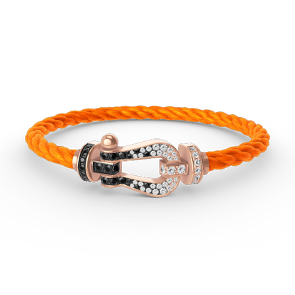 [ECHO ]FORCE LARGE HORSESHOE BLACK WHITE DIAMOND BRACELET ROSE GOLD