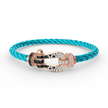 [ECHO ]FORCE LARGE HORSESHOE BLACK WHITE DIAMOND BRACELET ROSE GOLD