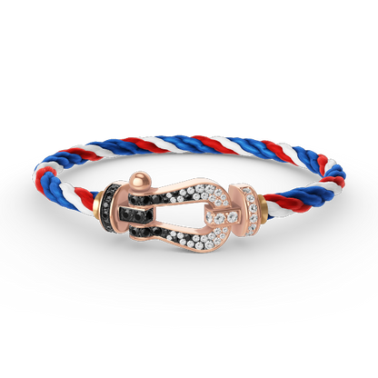 [ECHO ]FORCE LARGE HORSESHOE BLACK WHITE DIAMOND BRACELET ROSE GOLD