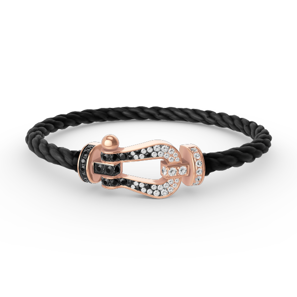 [ECHO ]FORCE LARGE HORSESHOE BLACK WHITE DIAMOND BRACELET ROSE GOLD