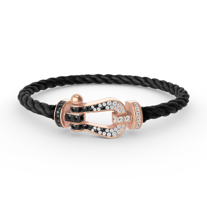 [ECHO ]FORCE LARGE HORSESHOE BLACK WHITE DIAMOND BRACELET ROSE GOLD