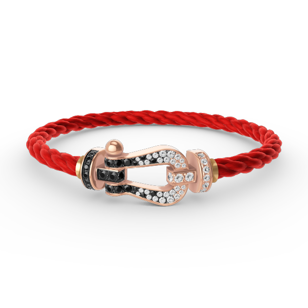 [ECHO ]FORCE LARGE HORSESHOE BLACK WHITE DIAMOND BRACELET ROSE GOLD