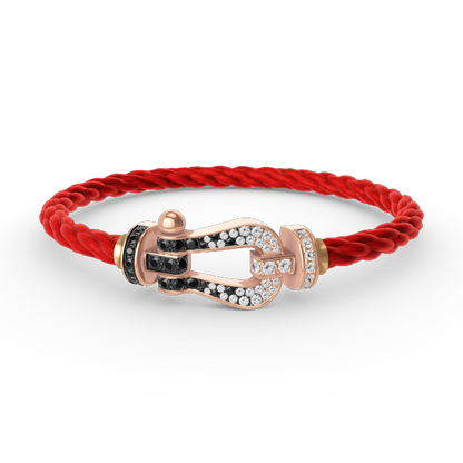 [ECHO ]FORCE LARGE HORSESHOE BLACK WHITE DIAMOND BRACELET ROSE GOLD