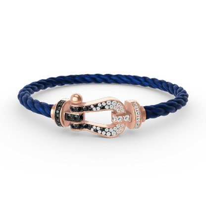 [ECHO ]FORCE LARGE HORSESHOE BLACK WHITE DIAMOND BRACELET ROSE GOLD