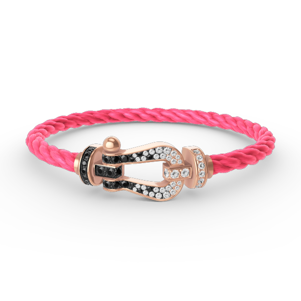[ECHO ]FORCE LARGE HORSESHOE BLACK WHITE DIAMOND BRACELET ROSE GOLD