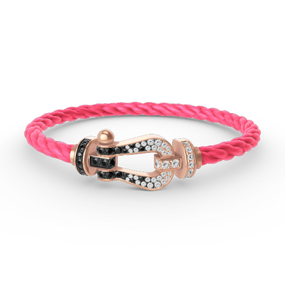 [ECHO ]FORCE LARGE HORSESHOE BLACK WHITE DIAMOND BRACELET ROSE GOLD