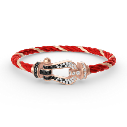[ECHO ]FORCE LARGE HORSESHOE BLACK WHITE DIAMOND BRACELET ROSE GOLD
