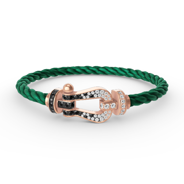 [ECHO ]FORCE LARGE HORSESHOE BLACK WHITE DIAMOND BRACELET ROSE GOLD