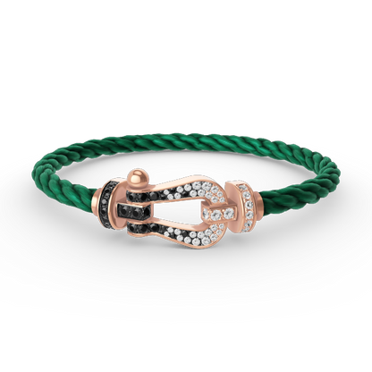 [ECHO ]FORCE LARGE HORSESHOE BLACK WHITE DIAMOND BRACELET ROSE GOLD
