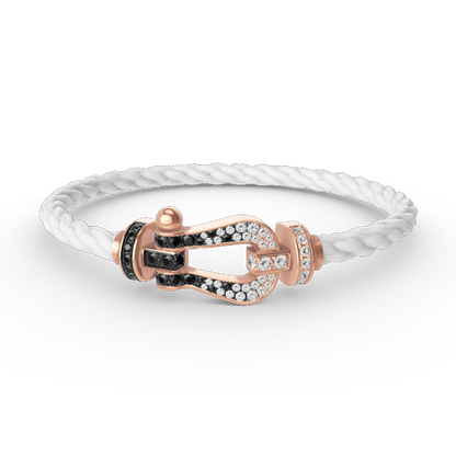 [ECHO ]FORCE LARGE HORSESHOE BLACK WHITE DIAMOND BRACELET ROSE GOLD