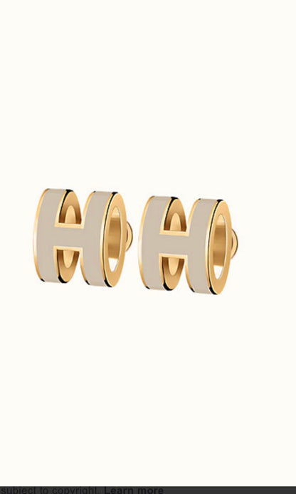 [ECHO ]MINI POP H GOLD EARRINGS GREY