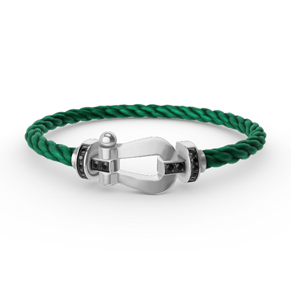[ECHO ]FORCE LARGE HORSESHOE BLACK DIAMOND BRACELET SILVER