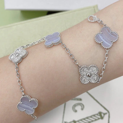 [ECHO ] CLOVER 5 MOTIF PURPLE CHALCEDONY BRACELET COLLECTION