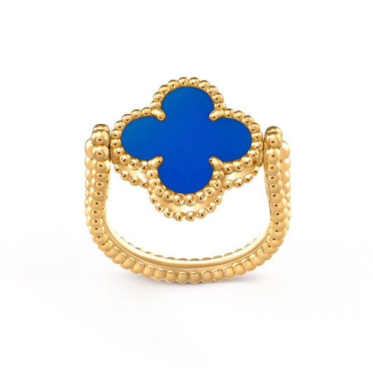 [ECHO ]CLOVER RIVERSIBLE BLUE AGATE RING