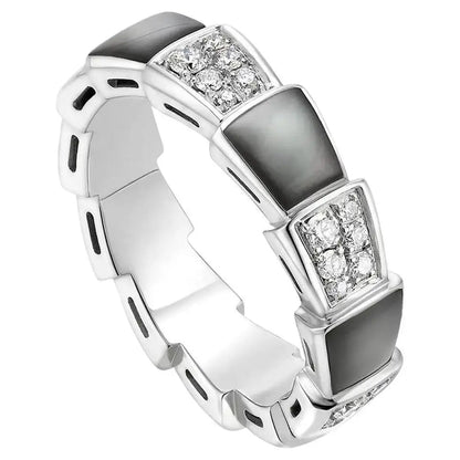 [ECHO ]SERPENTI RING SILVER DIAMOND BLACK MOP 4MM