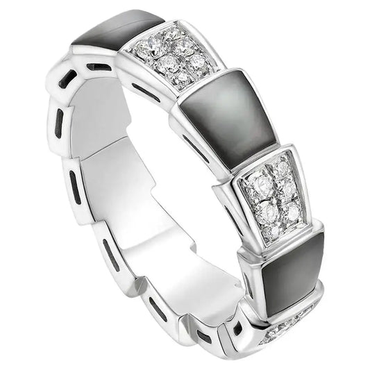 [ECHO ]SERPENTI RING SILVER DIAMOND BLACK MOP 4MM