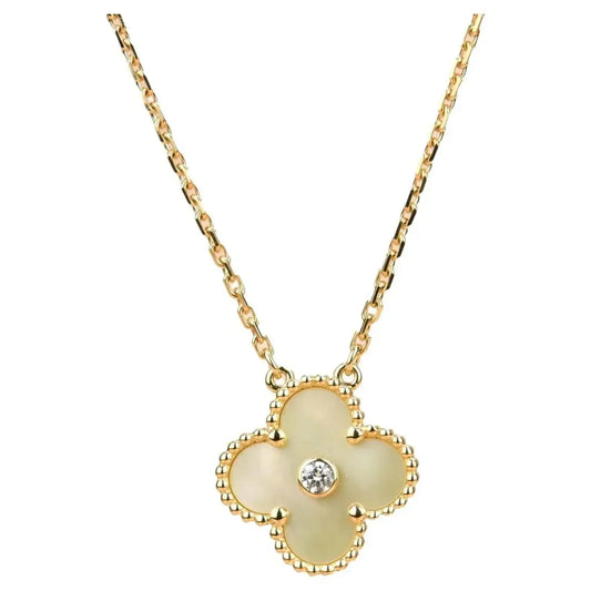 [ECHO ]CLOVER 15MM DIAMOND GOLD MOTHER OF PEARL NECKLACE