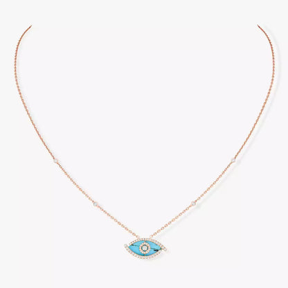 [ECHO]Lucky Eye Diamond Necklace in Rose Gold and Turquoise