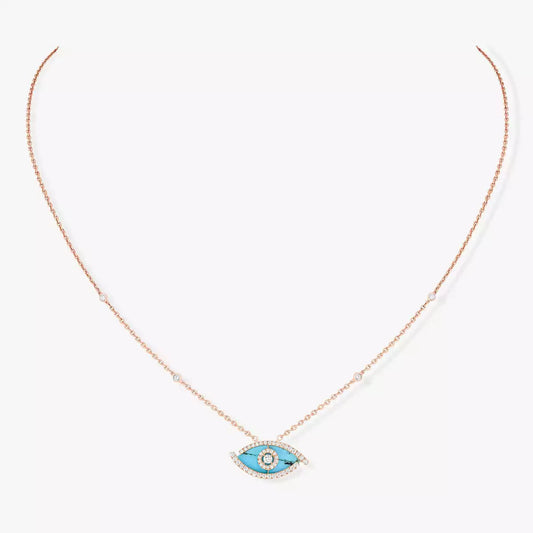 [ECHO]Lucky Eye Diamond Necklace in Rose Gold and Turquoise