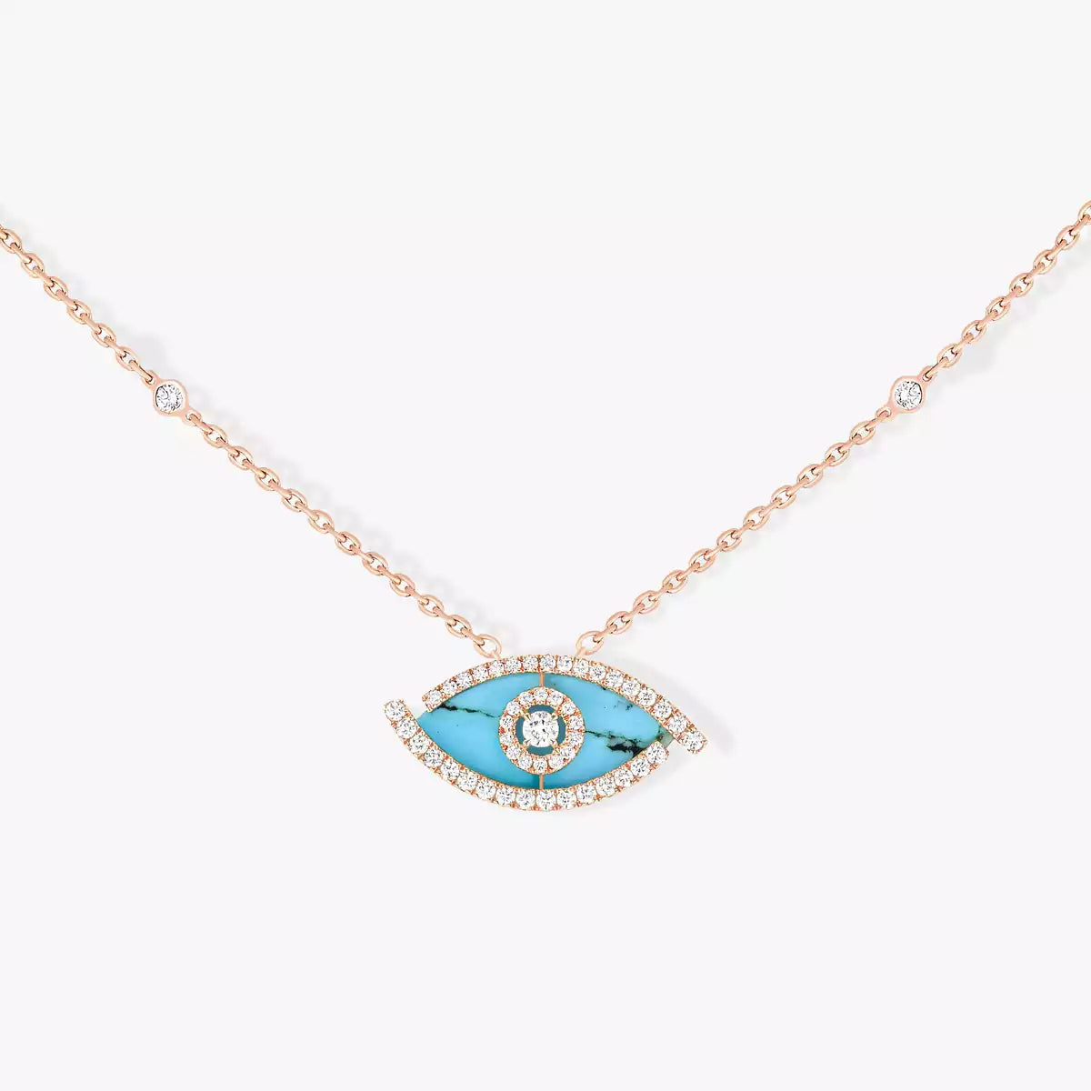 [ECHO]Lucky Eye Diamond Necklace in Rose Gold and Turquoise
