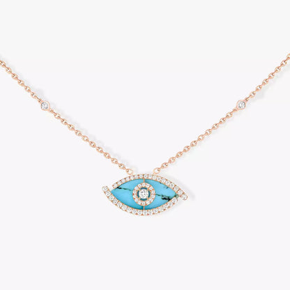 [ECHO]Lucky Eye Diamond Necklace in Rose Gold and Turquoise