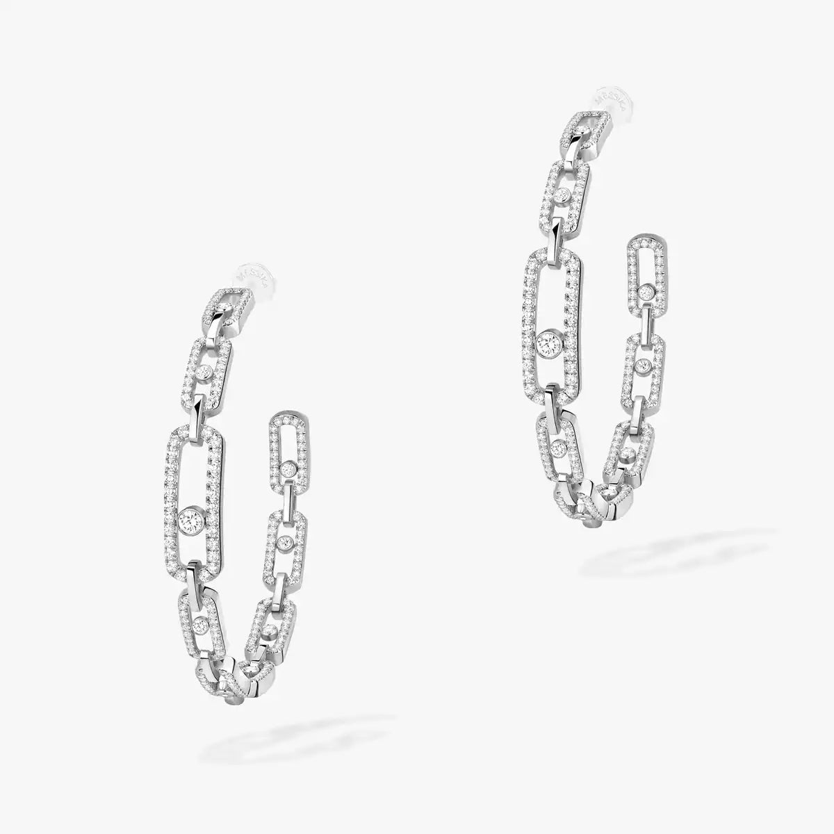 [[ECHO]Move Link Diamond Hoop Earrings