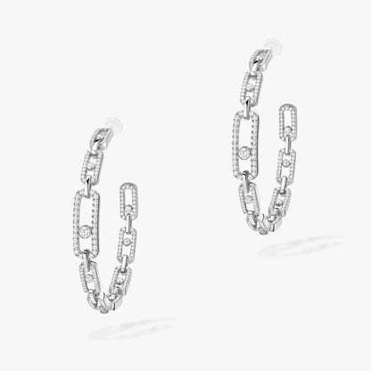 [[ECHO]Move Link Diamond Hoop Earrings