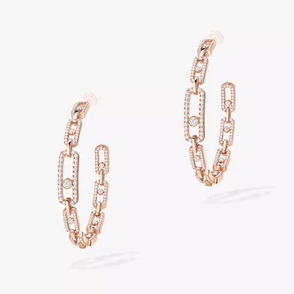 [[ECHO]Move Link Diamond Hoop Earrings