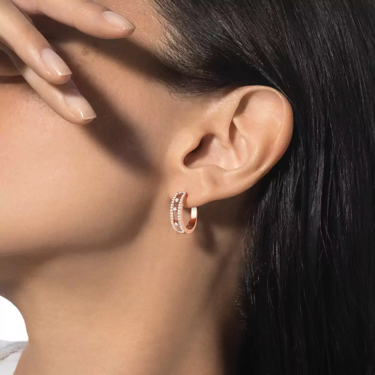 [ECHO]Diamond Pave_ Hoop Earrings Move
