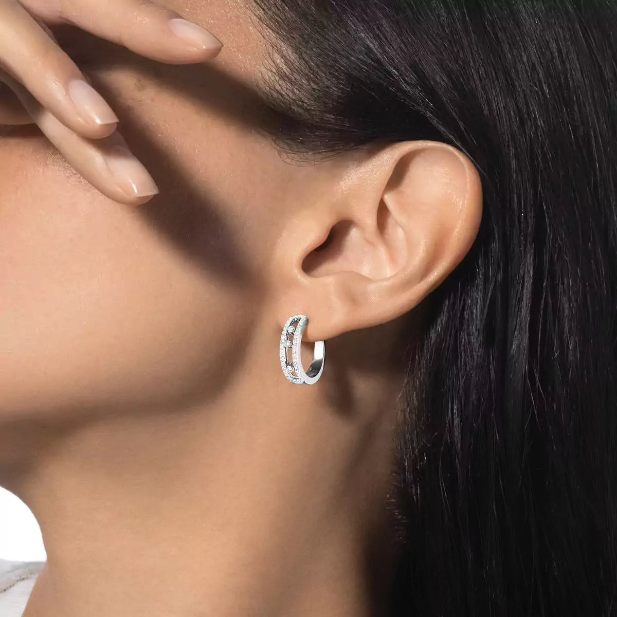[ECHO]Diamond Pave_ Hoop Earrings Move