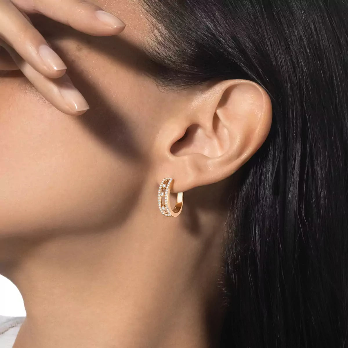 [ECHO]Diamond Pave_ Hoop Earrings Move
