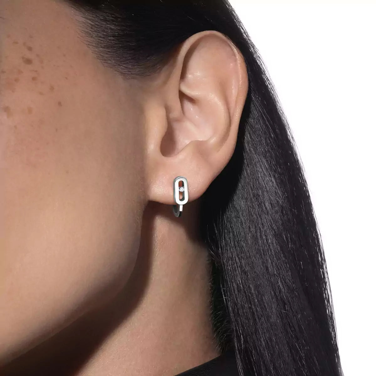 [ECHO]Diamond Mini Hoop Earrings Move Classique