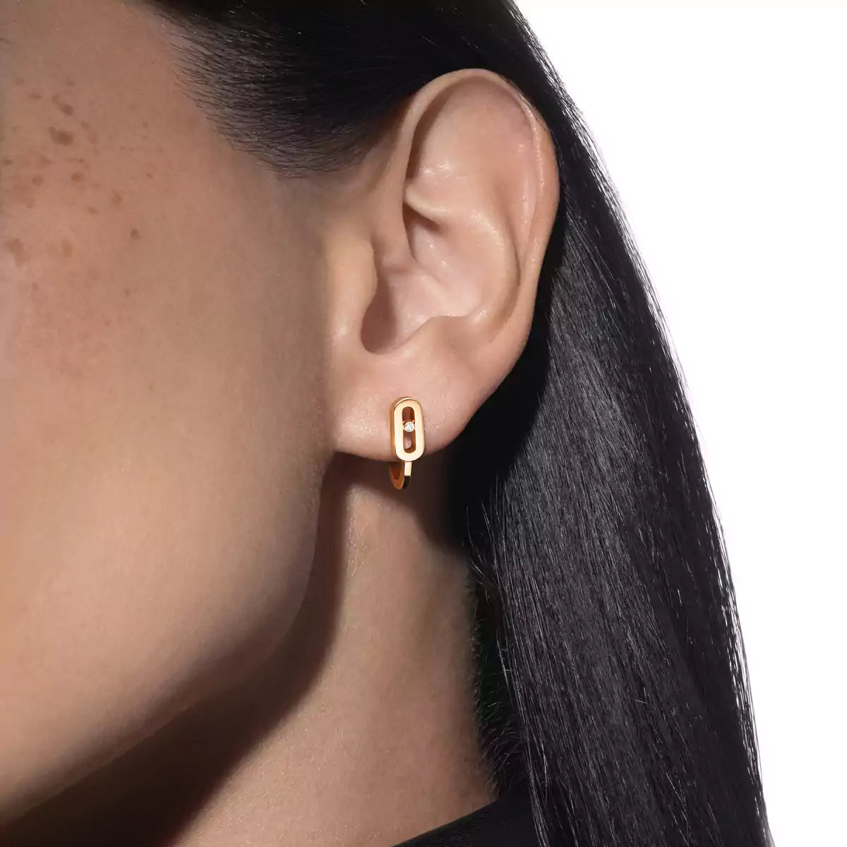[ECHO]Diamond Mini Hoop Earrings Move Classique