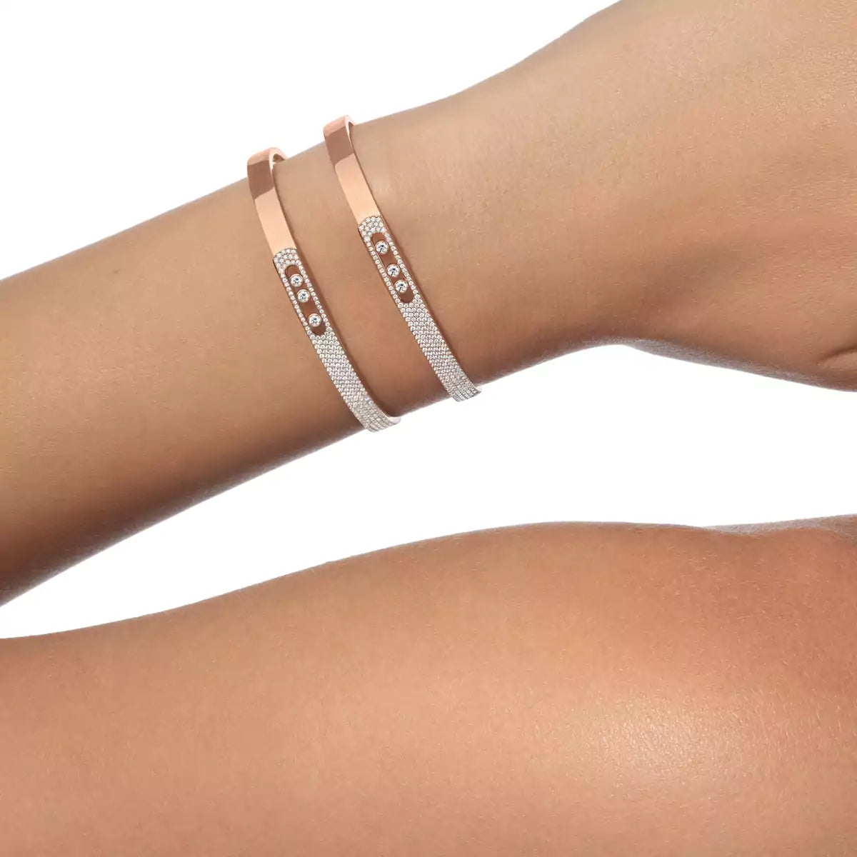 [ECHO]Move Noa Rose Gold Pavé Diamond Bangle Bracelet