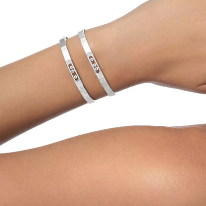 [ECHO]Move Noa Rose Gold Pavé Diamond Bangle Bracelet