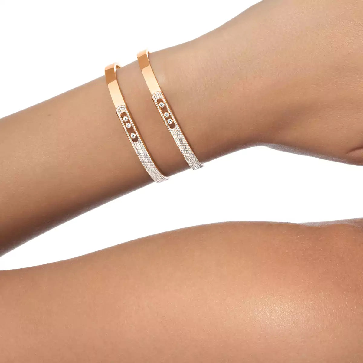 [ECHO]Move Noa Rose Gold Pavé Diamond Bangle Bracelet