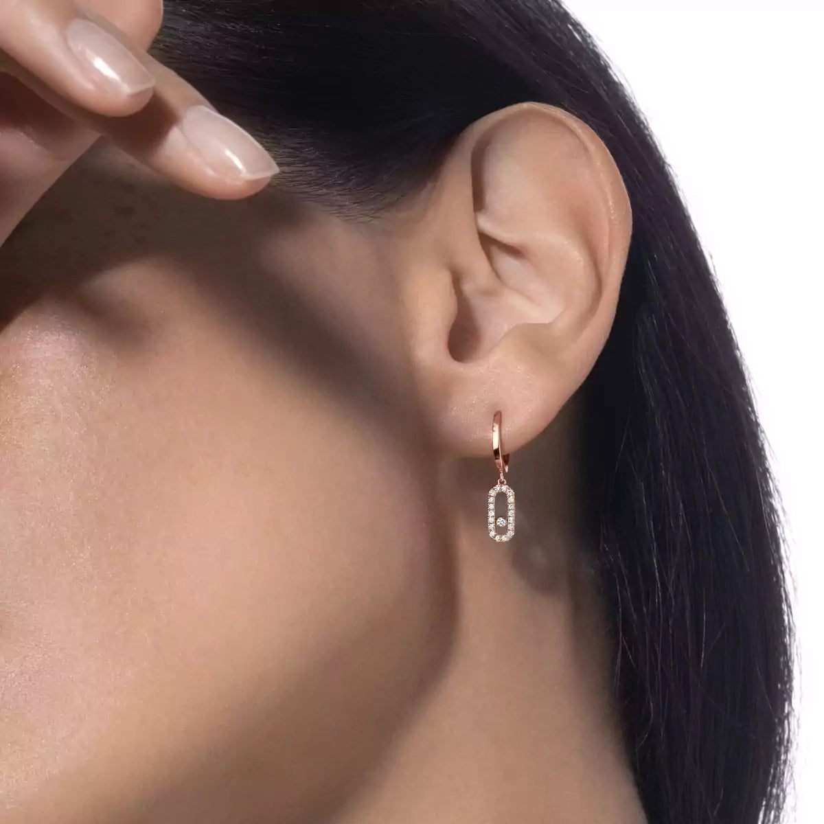 [ECHO]Move Uno Single Diamond Hoop Earring