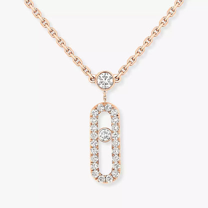 [ECHO]2 Rows Rose Gold Diamond Pave_ Necklace Move Uno