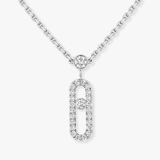 [ECHO]2 Rows Rose Gold Diamond Pave_ Necklace Move Uno