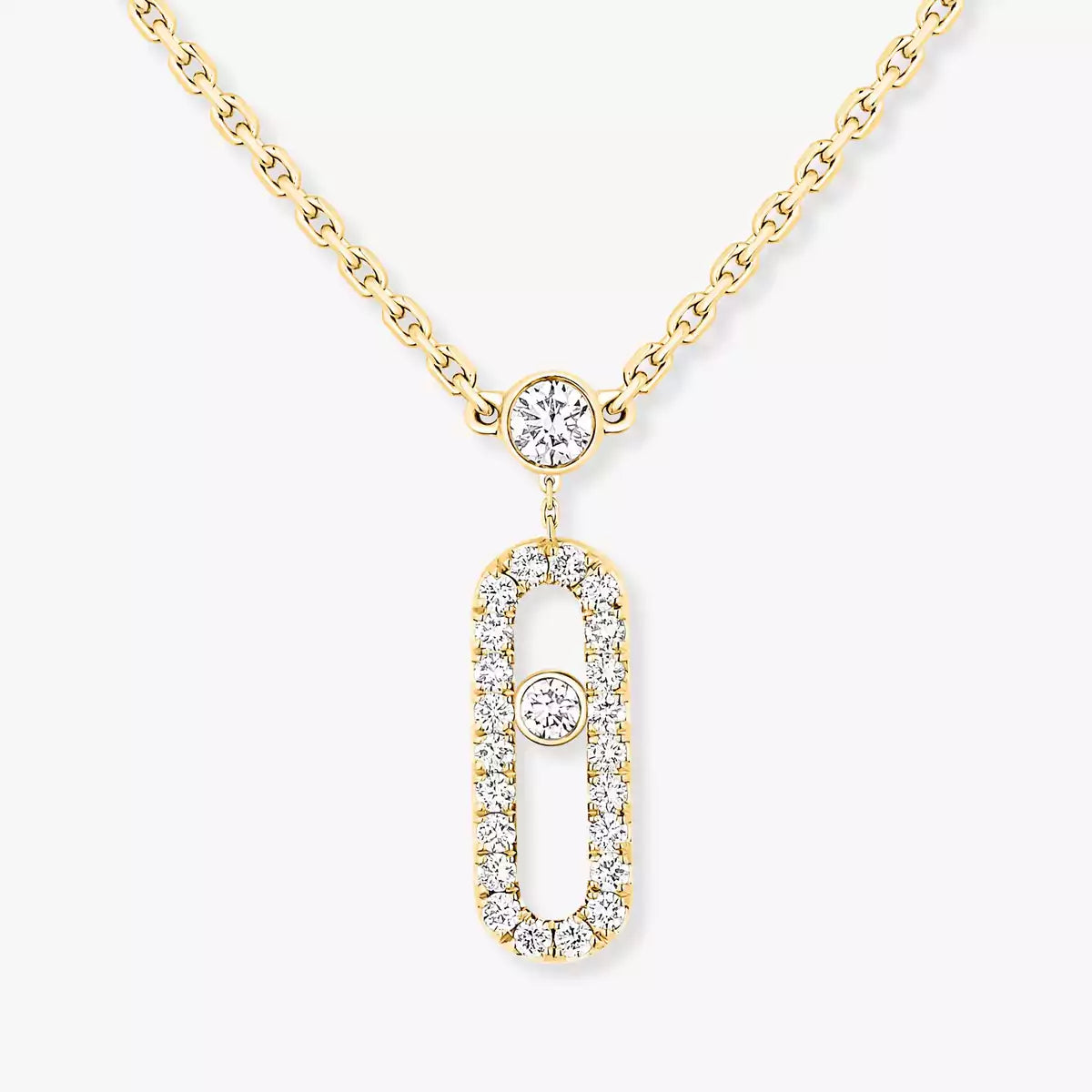 [ECHO]2 Rows Rose Gold Diamond Pave_ Necklace Move Uno