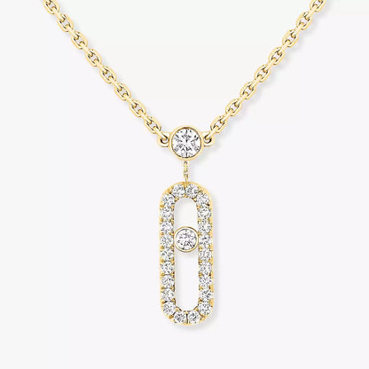 [ECHO]2 Rows Rose Gold Diamond Pave_ Necklace Move Uno