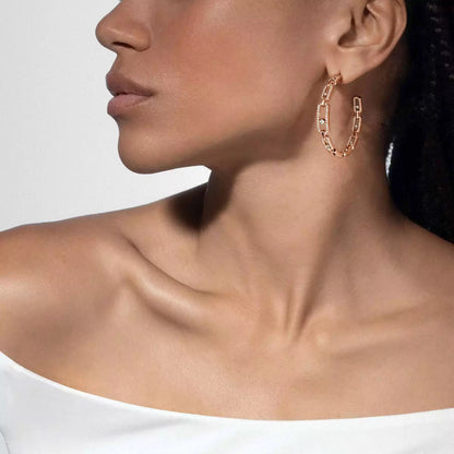 [[ECHO]Move Link Diamond Hoop Earrings