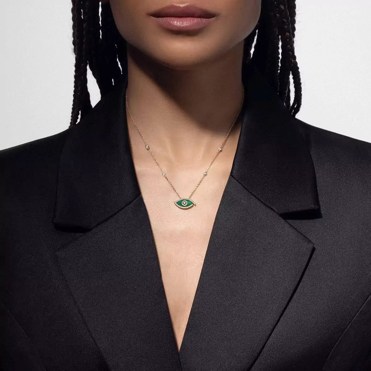 [ECHO]Lucky Eye Diamond Necklace in Rose Gold and Turquoise