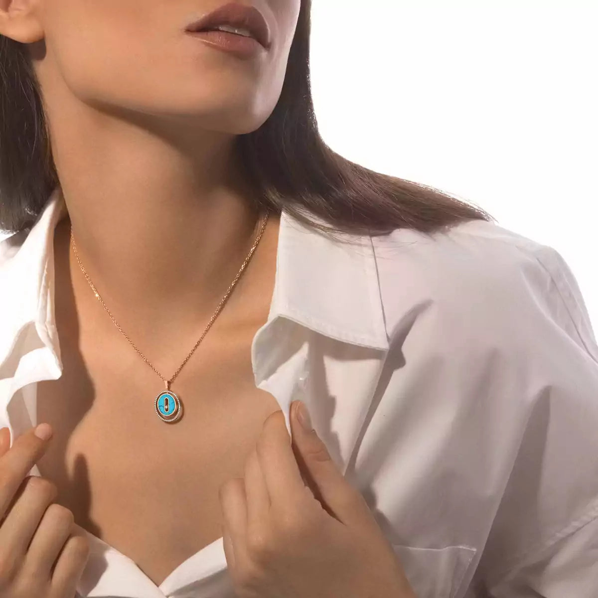 [ECHO]Lucky Move Diamond Necklace in Rose Gold and White Mother-of-Pearl