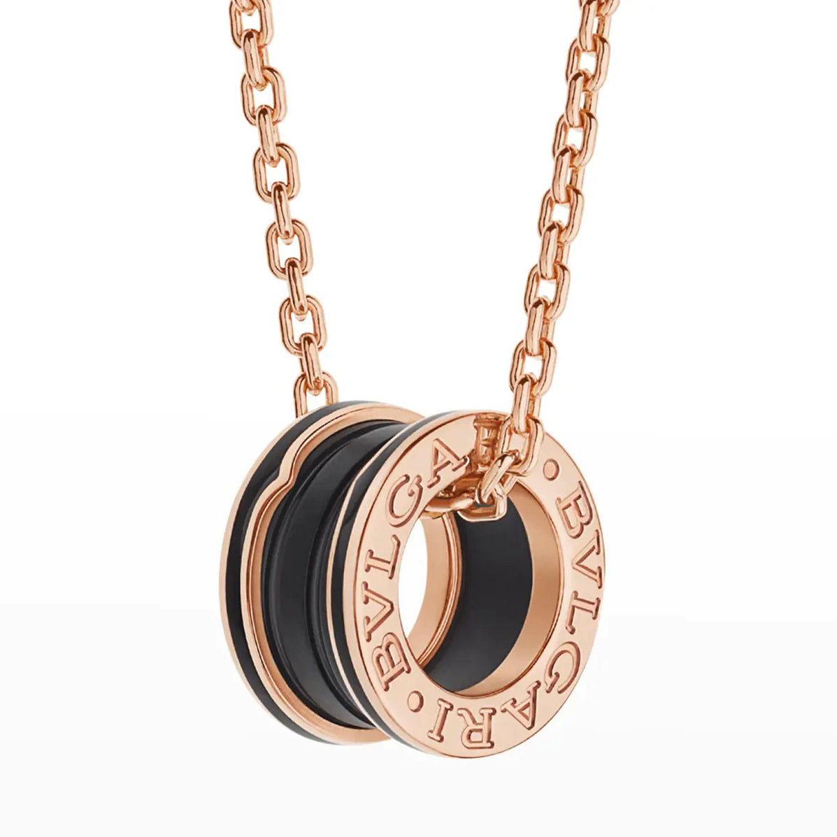 [ECHO ]ZERO 1 BLACK CERAMIC PINK GOLD NECKLACE