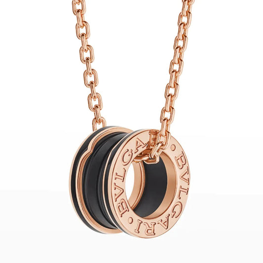 [ECHO ]ZERO 1 BLACK CERAMIC PINK GOLD NECKLACE